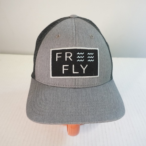 Free Fly Trucker Hat Adjustable Gray Black Logo Patch Casual Menswear - Picture 1 of 5